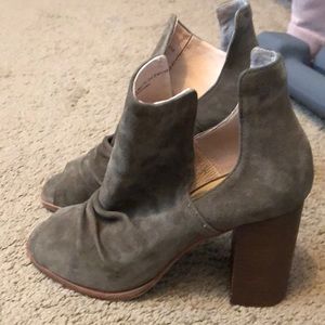 Kristen Cavalleri Olive Peep Toe Booties